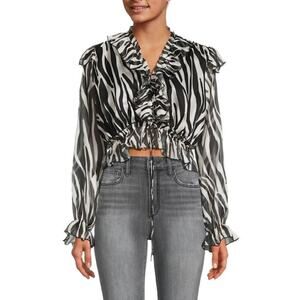 A177 • Sheer Ruffle Zebra Print Blouse